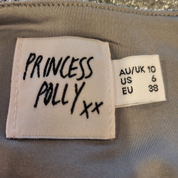 Princess Polly size 6 Jocasta Mini Dress Silver One Shoulder Mesh bodycon Dance - Picture 2 of 14